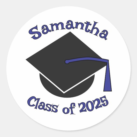 2025年パーソナライズされた卒業ハットブルーのクラス ラウンドシール (正面)
