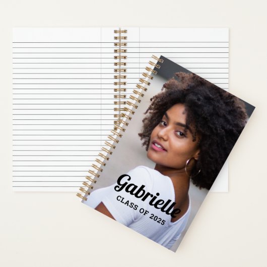 2025年パーソナライズされた黒卒業写真のクラス ノートブック (内側)