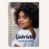 2025年パーソナライズされた黒卒業写真のクラス ノートブック (正面)
