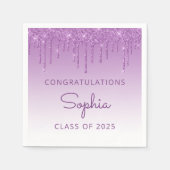 2025年パープルグリッタードリップ卒業 スタンダードカクテルナプキン (正面)