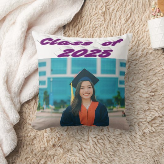 2025年パープルタイポグラフィ卒業写真のクラス クッション (ブランケット)
