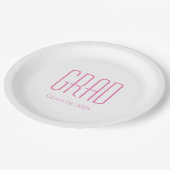 2025年ピンクタイポグラフィの卒業パーティクラス ペーパープレート (アングル)