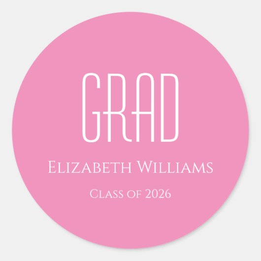 2025年ピンクミニマリストの卒業クラス ラウンドシール (正面)