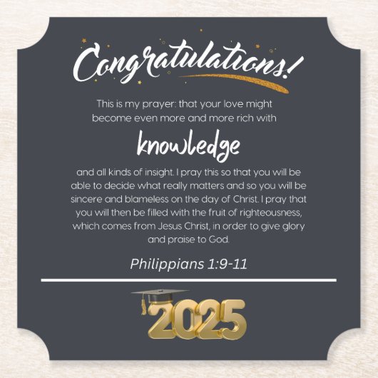 2025年フィリップ1:9-11クリスチャン ペーパーコースター (正面)