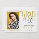 2025年フェイクの卒業式金ゴールドリーフクラス写真 招待状 (正面)