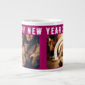 2025年フォトコラージュ紫ハッピーニューイヤー ジャンボコーヒーマグカップ (正面)