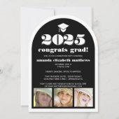 2025年ブラックスタイリッシュ3写真卒業パーティー 招待状 (正面)