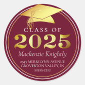 2025年ブルゴーニュエレガントマルーン金ゴールド ラウンドシール (正面)