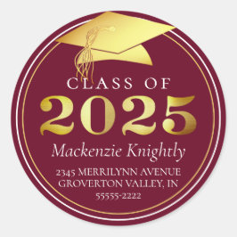 2025年ブルゴーニュエレガントマルーン金ゴールド ラウンドシール