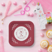 2025年ブルゴーニュホワイトボタニカル卒業 ペーパープレート (パーティー)