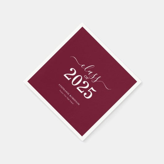 2025年ブルゴーニュ卒業パーティーのクラス スタンダードカクテルナプキン (角)