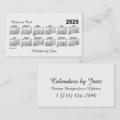 2025年ホワイトカレンダー(Janz) 名刺 (正面/裏面)