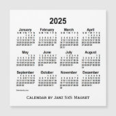 2025年ホワイトカレンダー(Janz 5x5 Magnet) (正面)