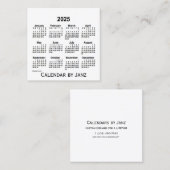 2025年ホワイトカレンダー(Janz Square名刺) スクエア名刺 (正面/裏面)
