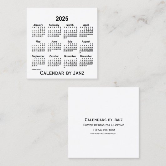 2025年ホワイトカレンダー（Janz Square名刺） スクエア名刺 (正面/裏面)