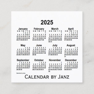 2025年ホワイトカレンダー(Janz Square名刺) スクエア名刺