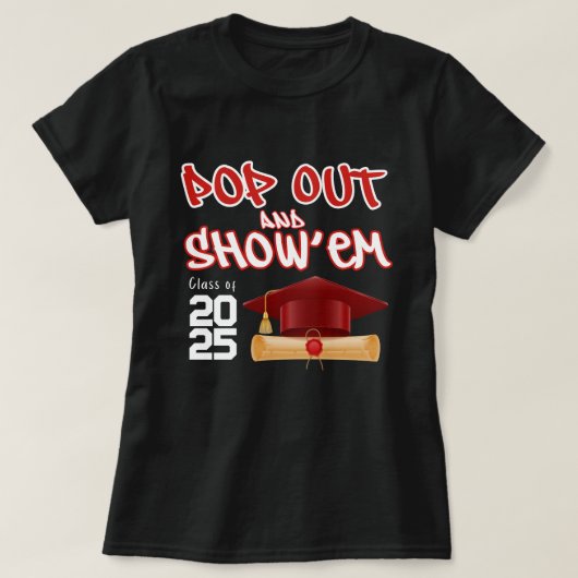 2025年ポップ・アートのの卒業のEmクラスを表示する Tシャツ (デザイン正面)