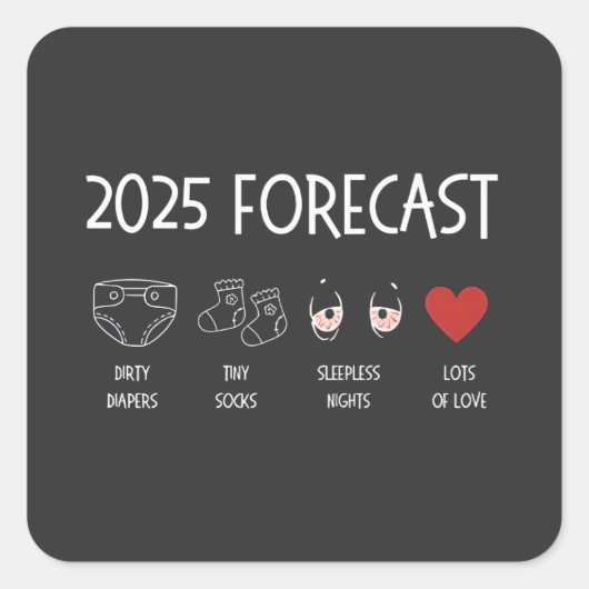 2025年ママが新年を迎えると予測 スクエアシール (正面)