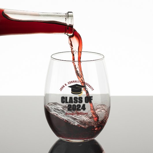 2025年マルーン卒業カスタム ステムなしワイングラス