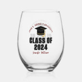 2025年マルーン卒業カスタム ステムなしワイングラス (正面)