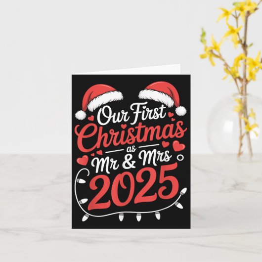 2025年ミスターミセス最初のクリスマス 新婚カップル カード (黄色い花)