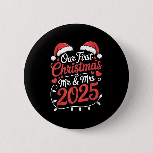 2025年ミスターミセス最初のクリスマス 新婚カップル 缶バッジ (正面)