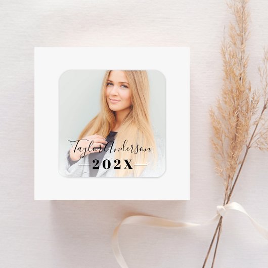 2025年ミニマリスト黒写真卒業 スクエアシール