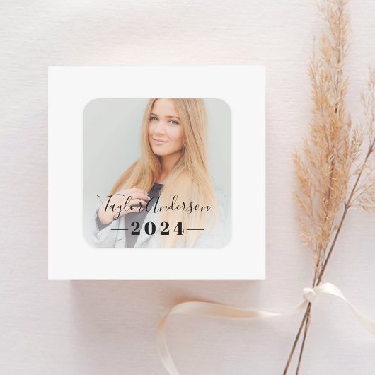 2025年ミニマリスト黒写真卒業 スクエアシール