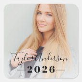 2025年ミニマリスト黒写真卒業 スクエアシール (正面)