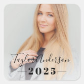 2025年ミニマリスト黒写真卒業 スクエアシール (正面)