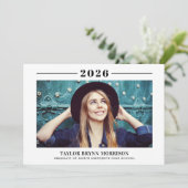 2025年ミニマルなモノクロ写真卒業 招待状 (スタンド正面)