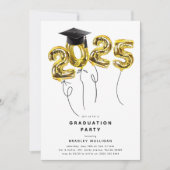2025年ミニマルクラス金ゴールドバルーン卒業 招待状 (正面)