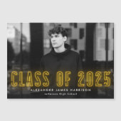 2025年モダンのイエローネオンクラス写真卒業 マグネット招待状 (正面)