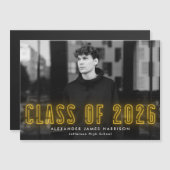 2025年モダンのイエローネオンクラス写真卒業 マグネット招待状 (正面/裏面)