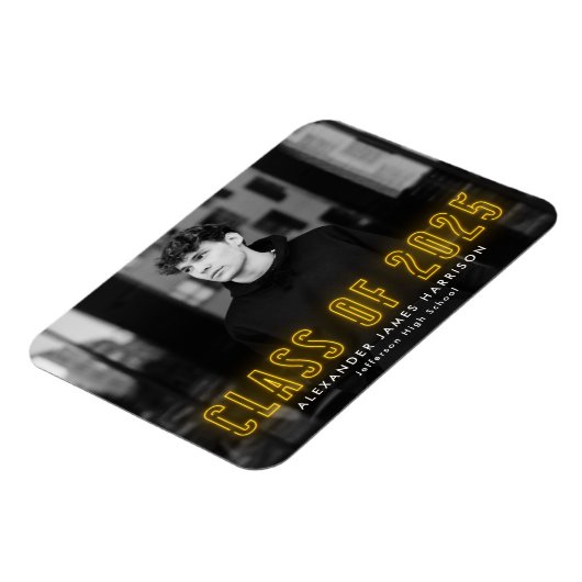 2025年モダンのイエローネオンクラス写真卒業 マグネット (左側)