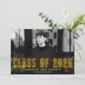 2025年モダンのイエローネオンクラス写真卒業 案内状 (スタンド正面)