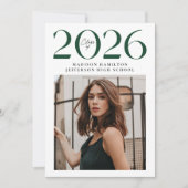 2025年モダンのクラスGreen 2写真卒業 案内状 (正面)