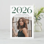 2025年モダンのクラスGreen 2写真卒業 案内状 (スタンド正面)
