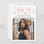 2025年モダンのピンク2写真卒業クラス 案内状 (正面)