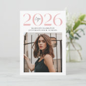 2025年モダンのピンク2写真卒業クラス 案内状 (スタンド正面)