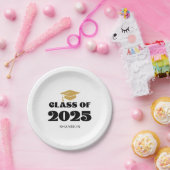 2025年モダンのブラック金ゴールドクラス ペーパープレート (パーティー)