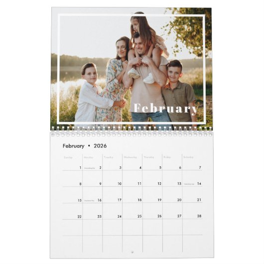 2025年モダンの写真をパーソナライズされた作成 カレンダー (2月 2026)