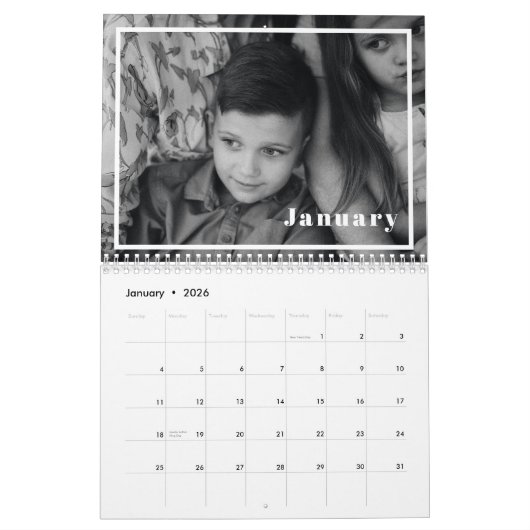 2025年モダンの写真をパーソナライズされた作成 カレンダー (1月 2026)