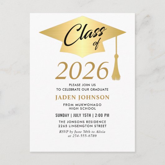 2025年モダンの卒業党招待状の種類 ポストカード (正面)