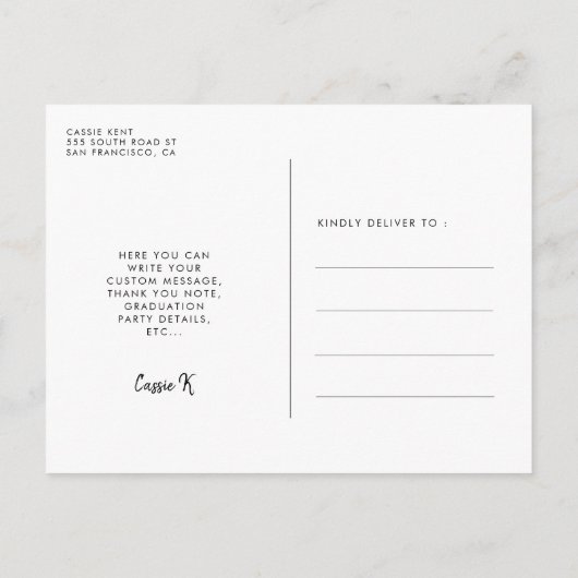 2025年モダンの卒業写真のクラス ポストカード (裏面)