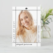 2025年モダンの卒業写真のホワイトクラス 案内状 (スタンド正面)