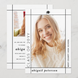 2025年モダンの卒業写真のホワイトクラス 案内状