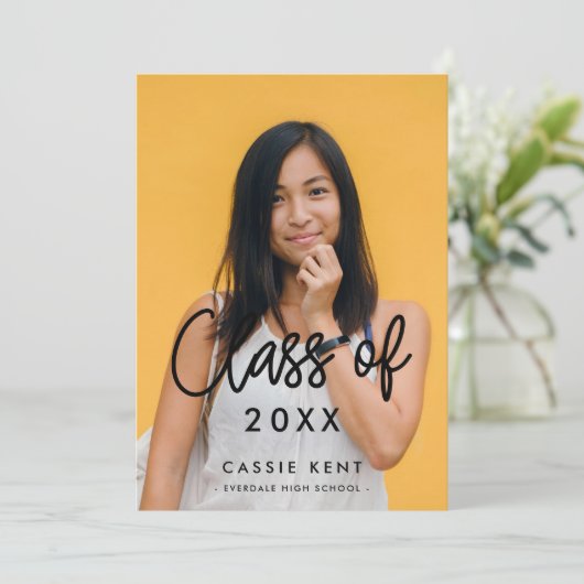 2025年モダンの卒業写真の招待状のクラス 案内状 (スタンド正面)