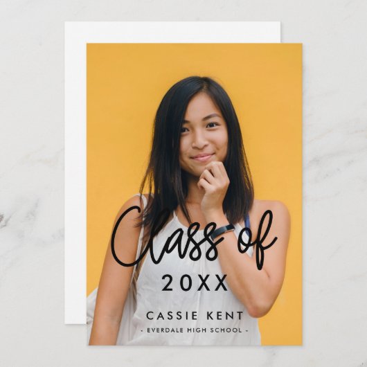 2025年モダンの卒業写真の招待状のクラス 案内状 (正面/裏面)