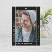 2025年モダンの卒業写真の黒クラス 案内状 (スタンド正面)